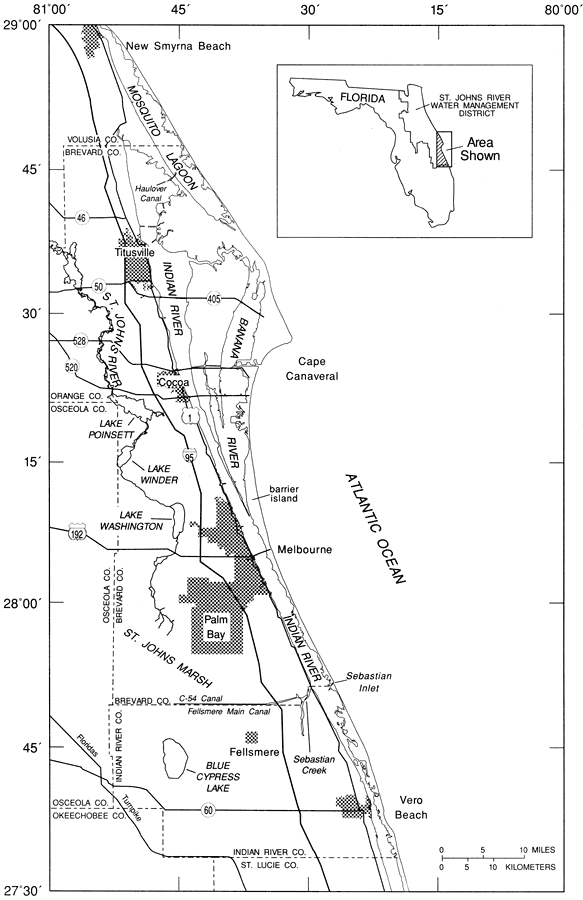 Location of the Indian River Basin within the St. Johns River Water Management District