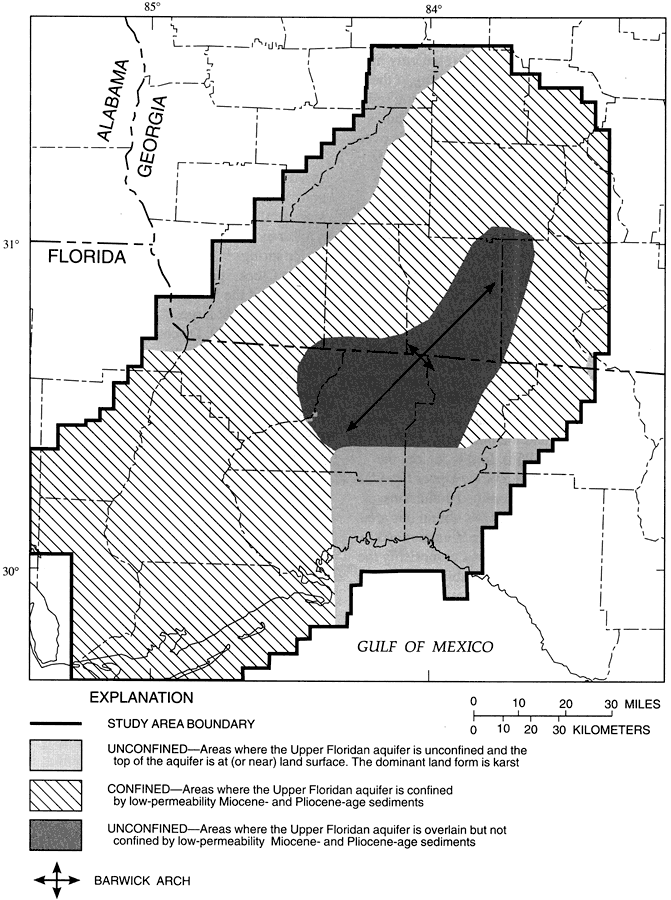 Confined and Unconfined Areas of the Upper Floridan Aquifer in Leon County