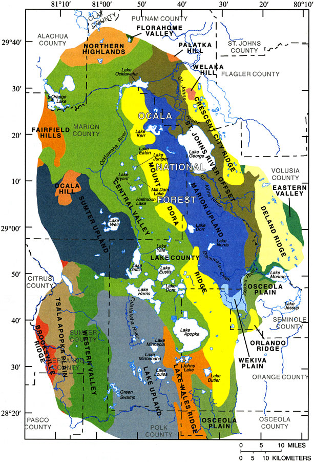 Physiography of the Ocala National Forest and Lake County Region