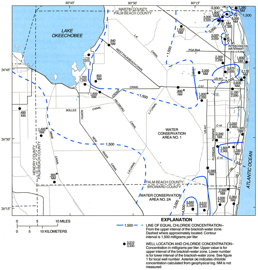Chloride Concentrations in Groundwater in Palm Beach County