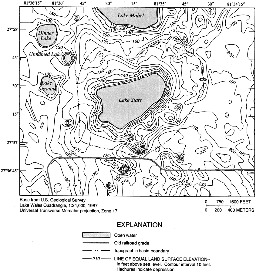Topography of Lake Starr Basin