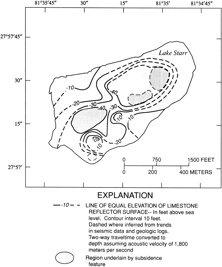 Structural Contours of Limestone Surface below Lake Starr
