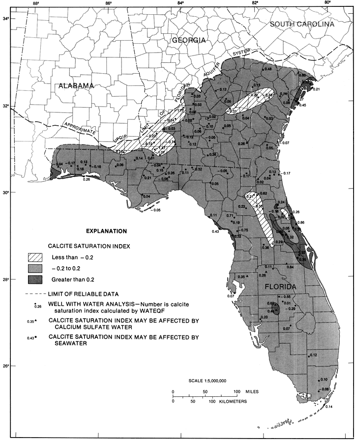 Calcite Saturation Index from the Upper Floridan Aquifer Fig 16