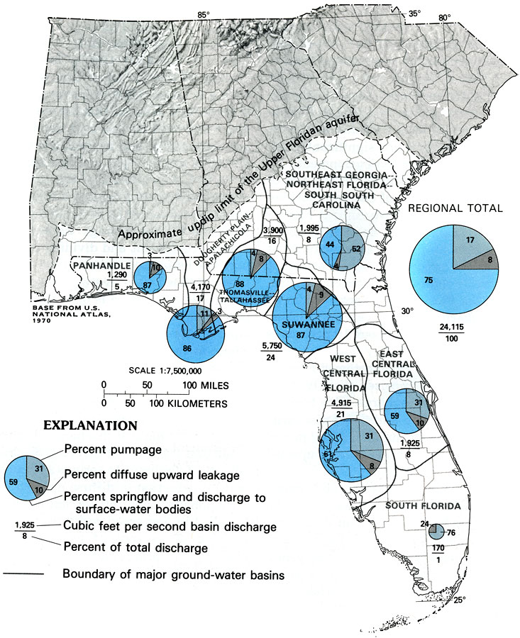 Estimated 1980 Discharge of the Upper Floridan Aquifer