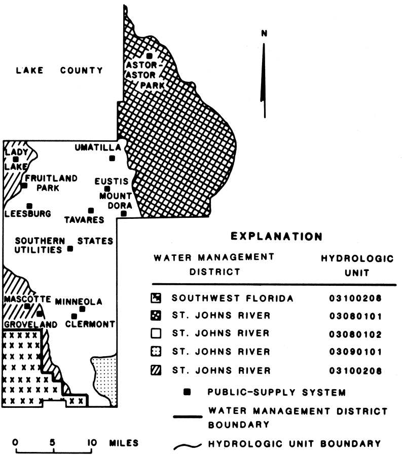 Water Management Districts and Hydrologic Units for Lake County