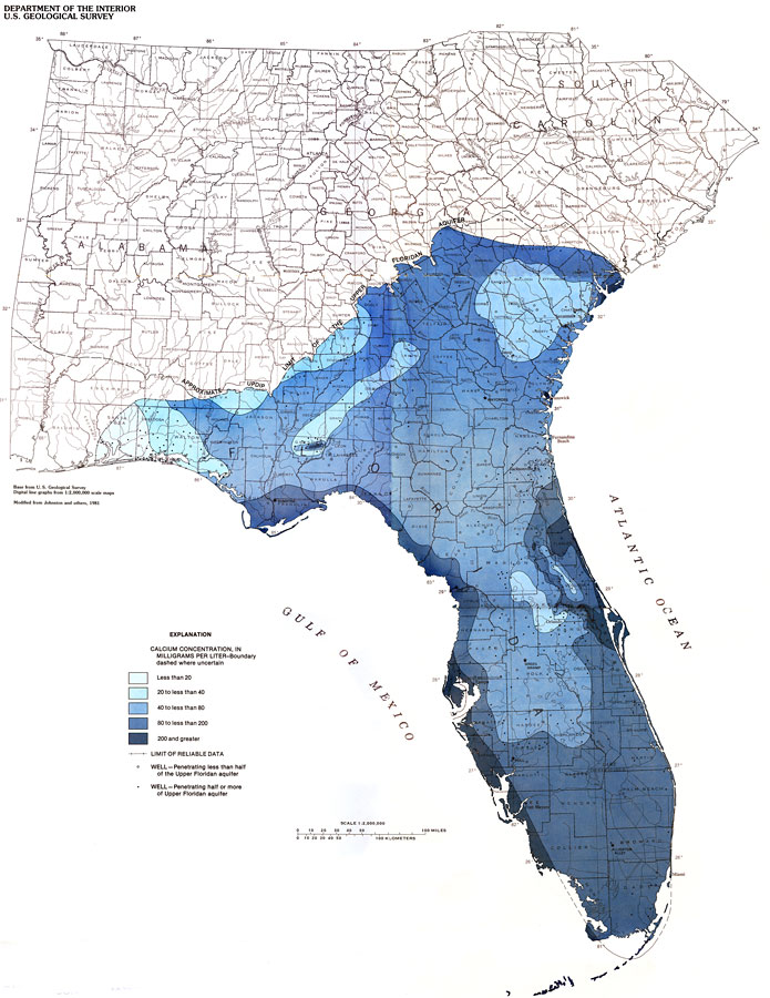 Calcium Concentration in Water from the Upper Floridan Aquifer Plate 1
