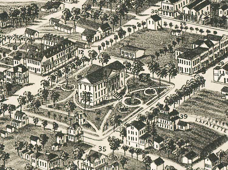 Detail View of the city of Tallahassee, State capital of Florida