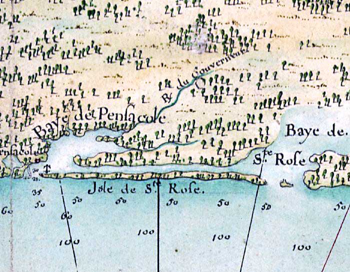 Detail - Carte de la cote de la Louisiane depuis la Baye St. Joseph