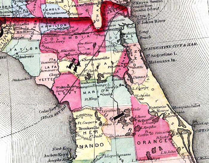 Detail - Johnson's new railroad & county copper plate map of the southern states from the latest and best information