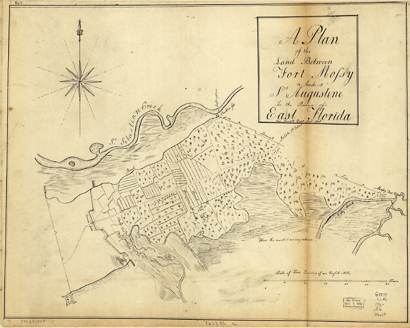 A plan of the land between Fort Mossy and St. Augustine