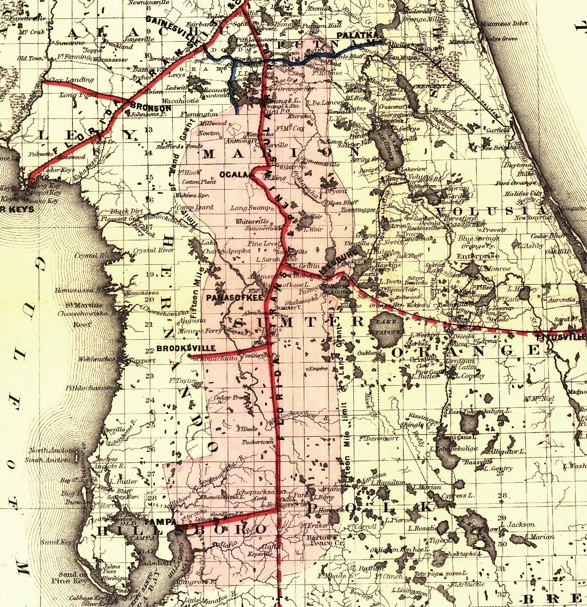 Detail - Maps showing the Florida Transit and Peninsula Rail Road and its connections