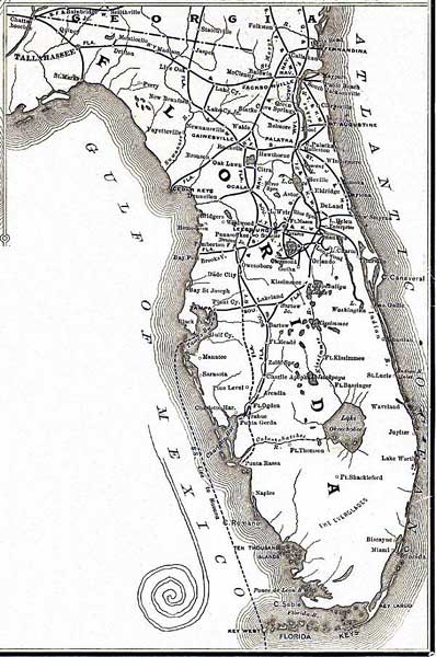 Florida Detail - New and correct map of the Chicago, Kansas & Nebraska Railway