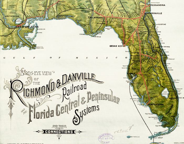 Detail - Birds-eye-view of the Richmond & Danville Railroad and the Florida Central & Peninsular Systems and their connections