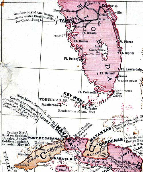 Detail - Goff's historical map of the Spanish-American War in the West Indies