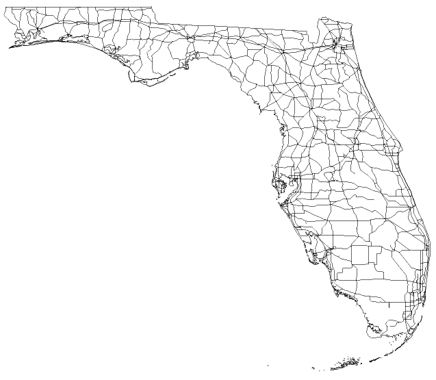 A map of Florida roads