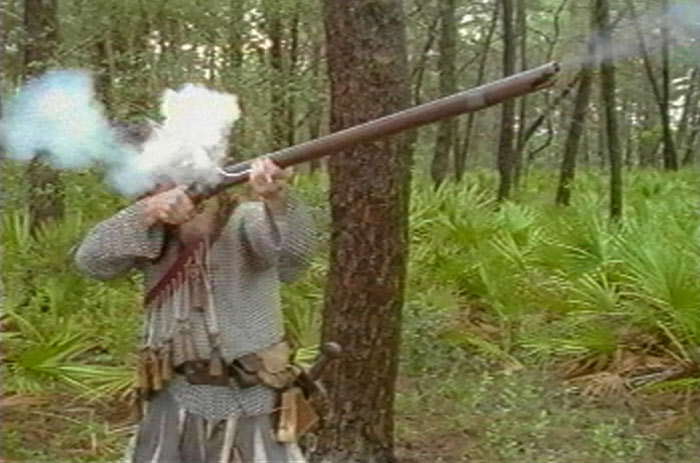 Spanish Soldier fires gunpowder