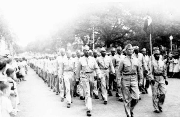 African American troops marching in Caldwell's Inaugural parade