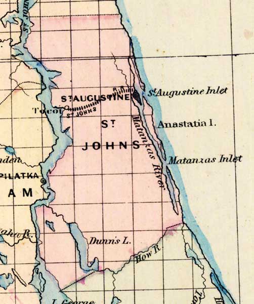 Map of St. Johns County, Florida, 1877