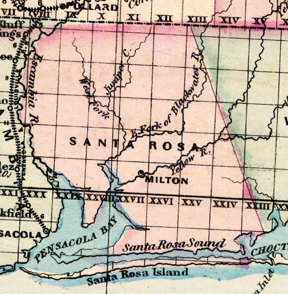 Map of Santa Rosa County Florida 1877