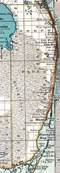 Map of Miami-Dade County, Florida, 1897