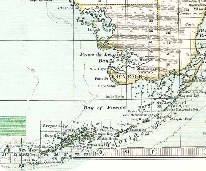 Map of Monroe County, Florida, 1897