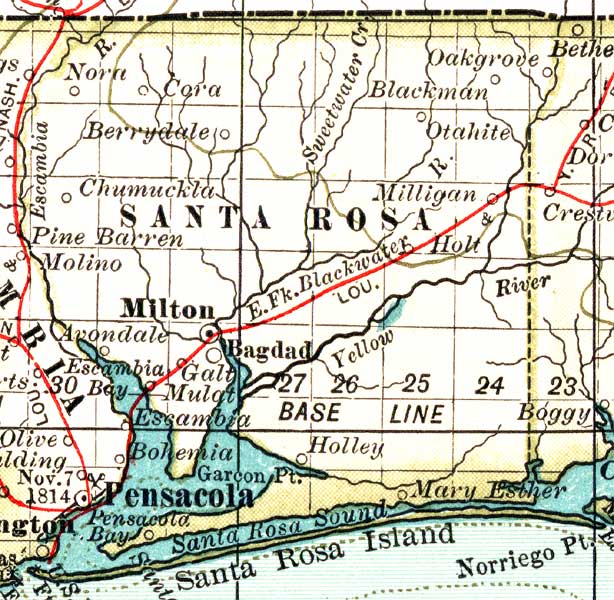 Map of Santa Rosa County, Florida, 1897
