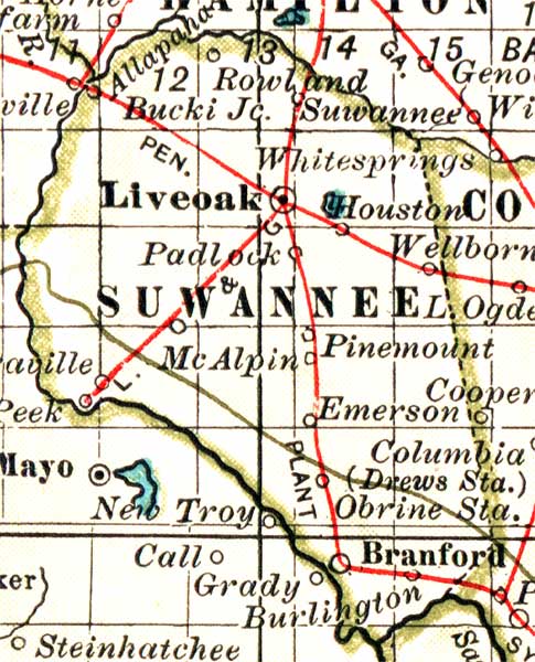 Map of Suwannee County, Florida, 1897