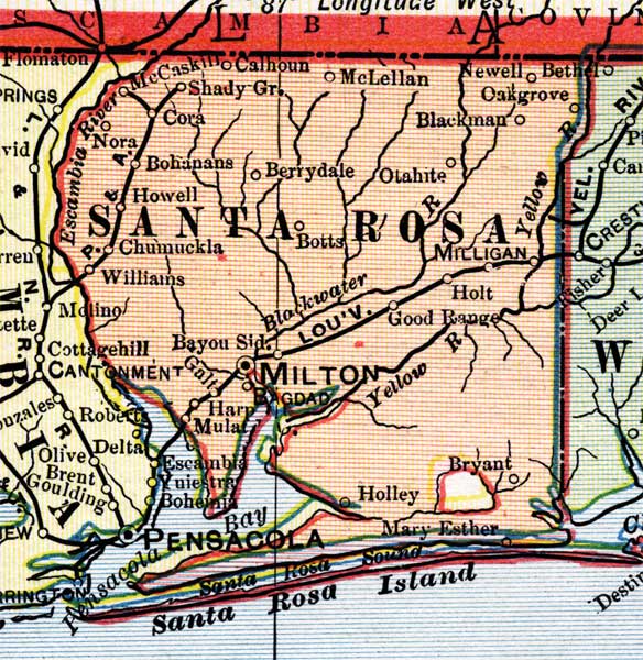 Map of Santa Rosa County, Florida, 1902
