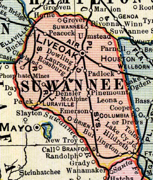 Map of Suwannee County, Florida, 1902