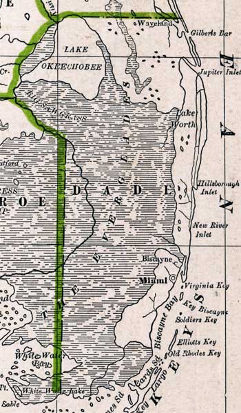 Map of Miami-Dade County, Florida, 1886