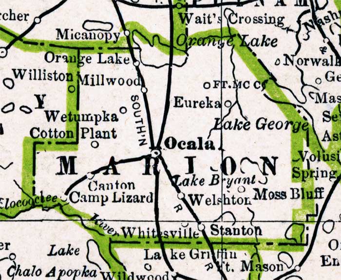 Map of Marion County, Florida, 1886