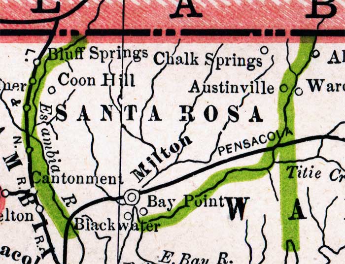 Map of Santa Rosa County, Florida, 1886