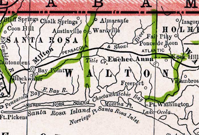 Map of Walton County, Florida, 1886