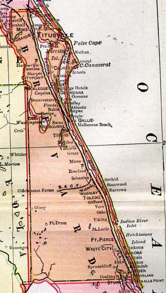 Map of Brevard County, Florida, 1899