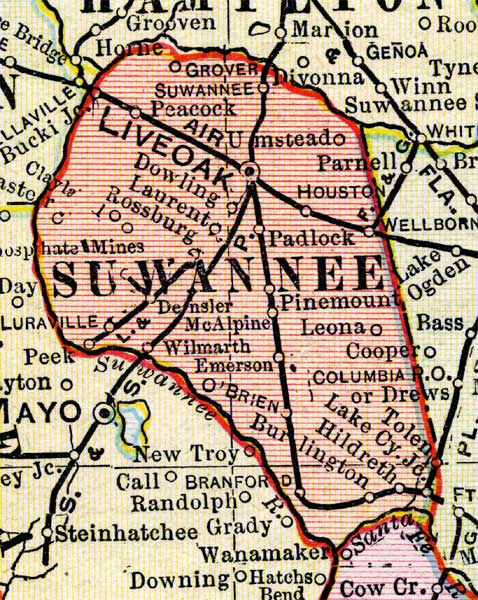 Map of Suwannee County, Florida, 1899