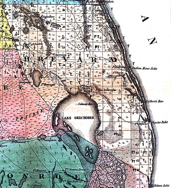 Map of Brevard County, Florida, 1856