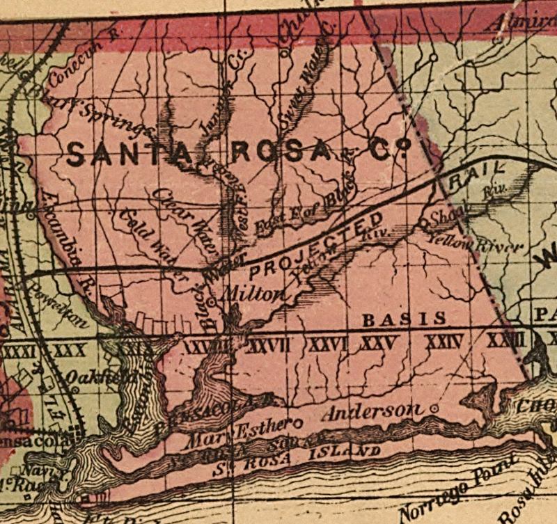 Map of Santa Rosa County, Florida, 1874