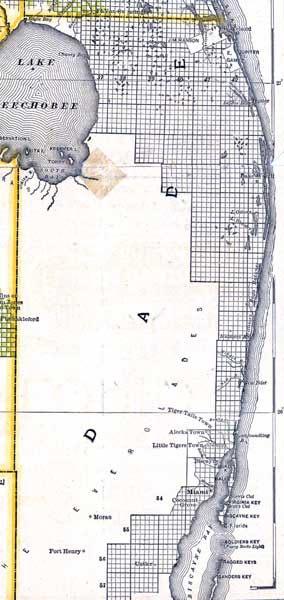 Map of Miami-Dade County, Florida, 1888