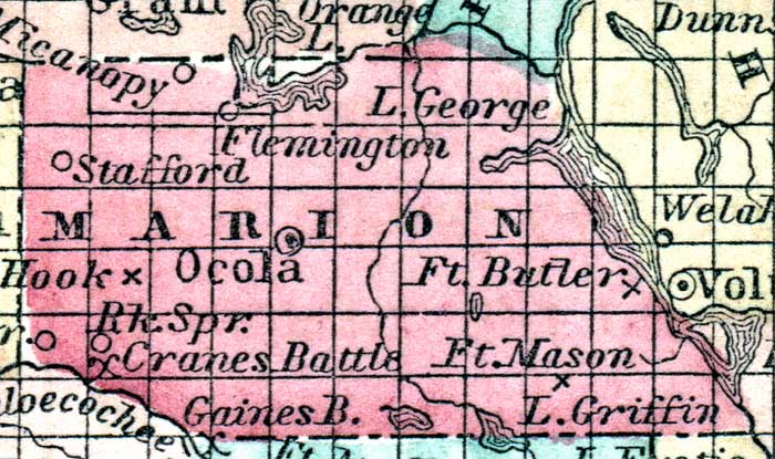Map of Marion County, Florida, 1857
