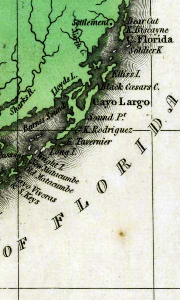 Map of Monroe County, Florida, circa 1825