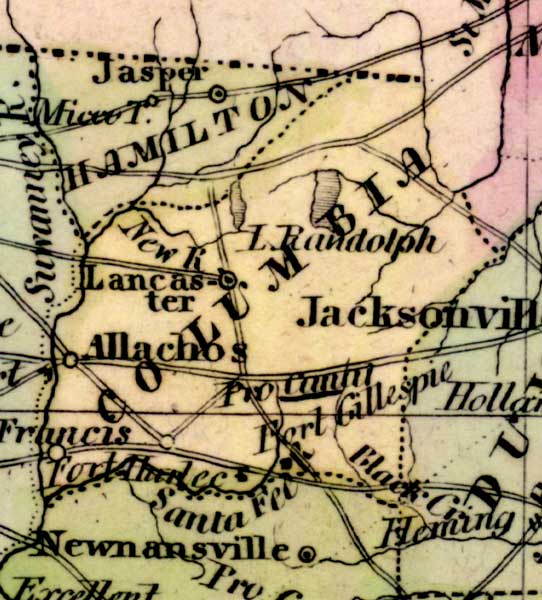 Map of Columbia County, Florida, 1842