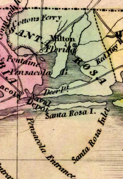 Map of Santa Rosa County, Florida, 1842