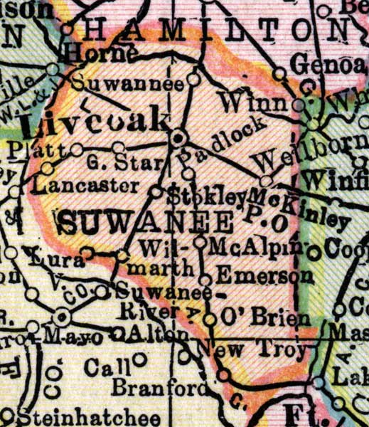 Map of Suwannee County, Florida, 1916