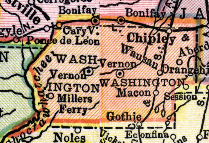 Map of Washington County, Florida, 1916