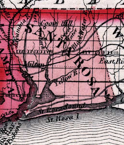 Map of Santa Rosa County, Florida, 1863