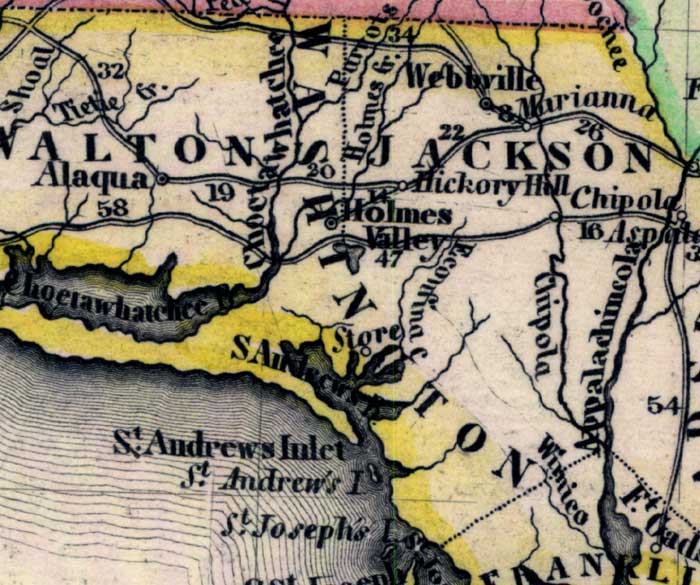 Map of Washington County, Florida, 1845