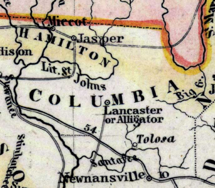 Map of Columbia County, Florida, 1850