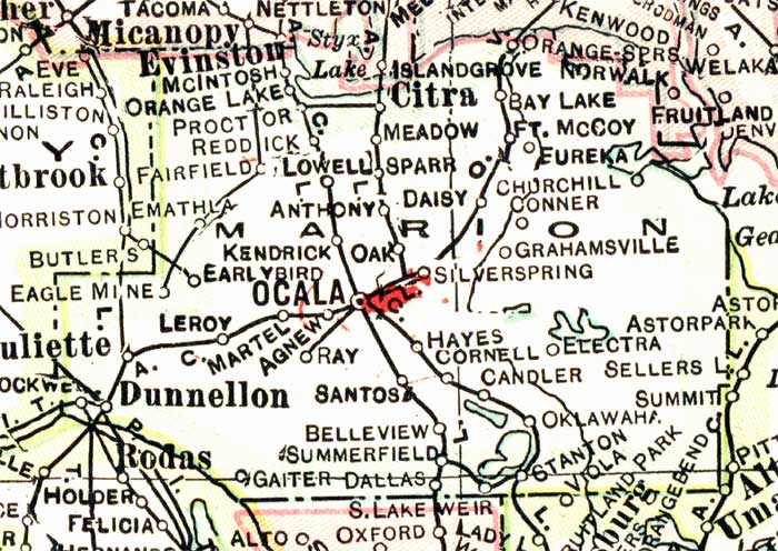 Map of Marion County, Florida, 1916