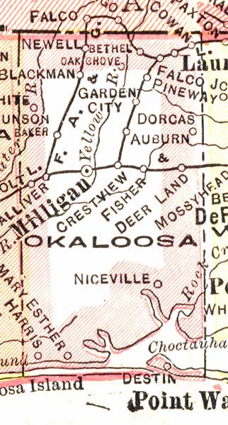 Map of Okaloosa County, Florida, 1916