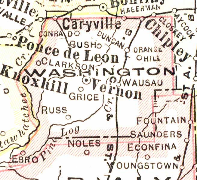 Map of Washington County, Florida, 1916